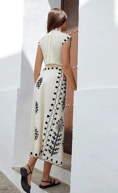 Charitini - סט אלגנטי עם חולצה ללא שרוולים וחצאית מתנפנפת