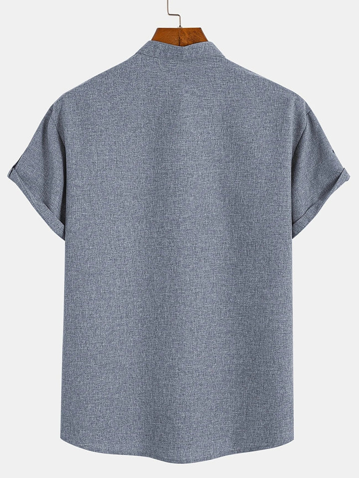 Elliott - חולצה אלגנטית עם שרוולים קצרים וצווארון עומד