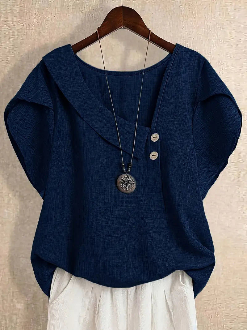 Milany - חולצת צווארון א-סימטרי קז'ואל