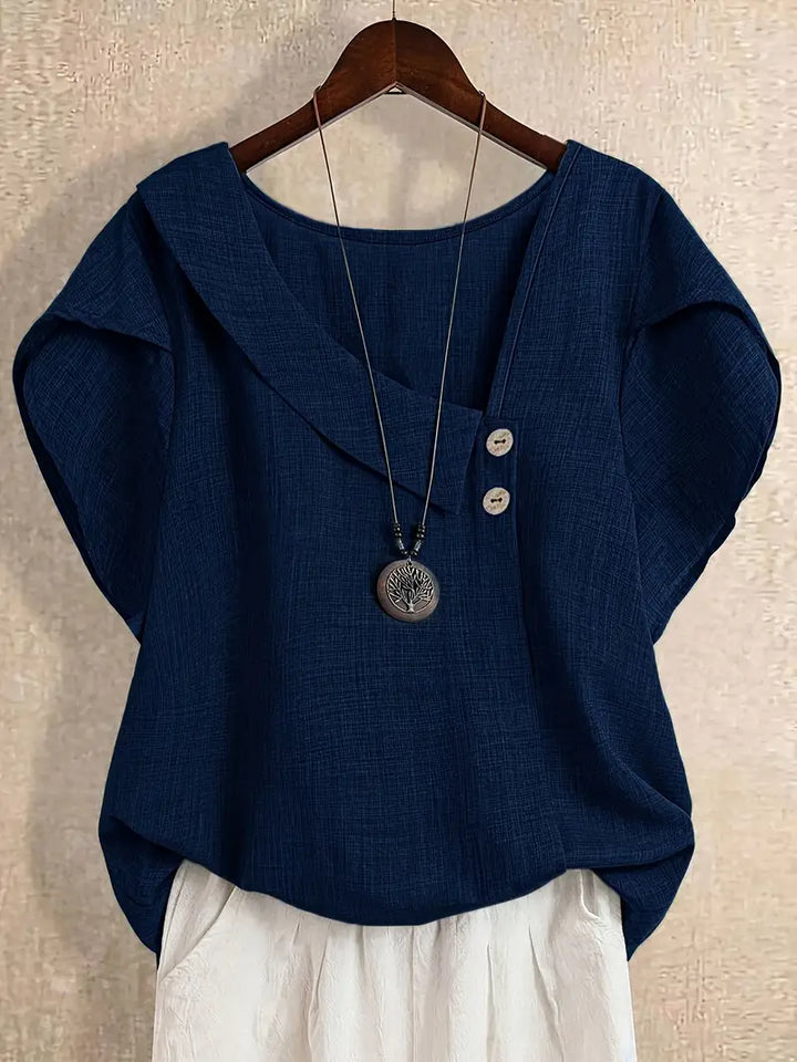 Milany - חולצת צווארון א-סימטרי קז'ואל