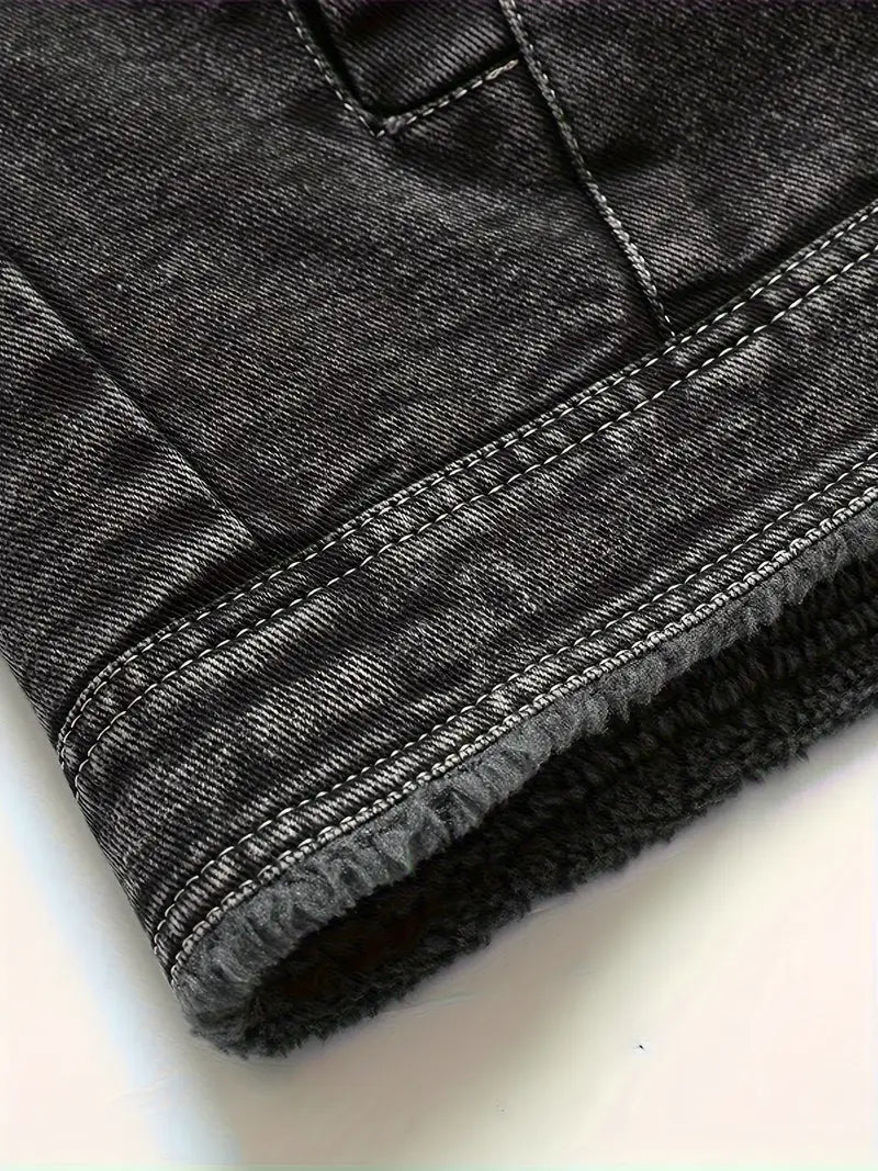 Geoffroy - ז'קט ג'ינס וינטג' עם בטנה מפליס