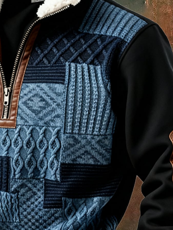 Abbott - סווטשירט קז'ואל רטרו עם הדפס בלוקים צבעוניים