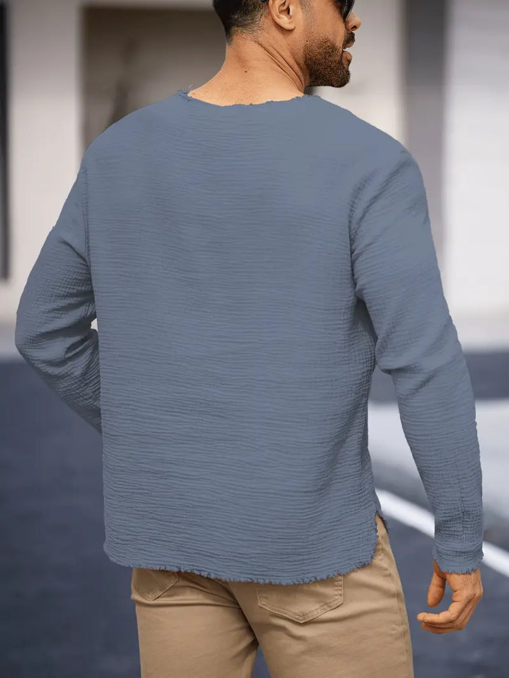 Demetrio - חולצת שרוולים ארוכים נוחה ונינוחה עם צווארון V