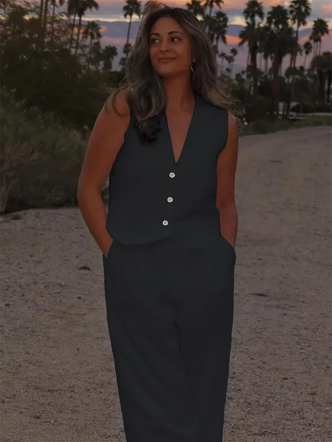 Jorja - סט אלגנטי ללא שרוולים בשני חלקים