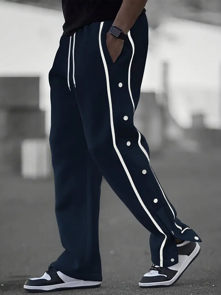 Mendis - מכנסי ספורט קז'ואל עם רגל ישרה וכפתורי לחץ