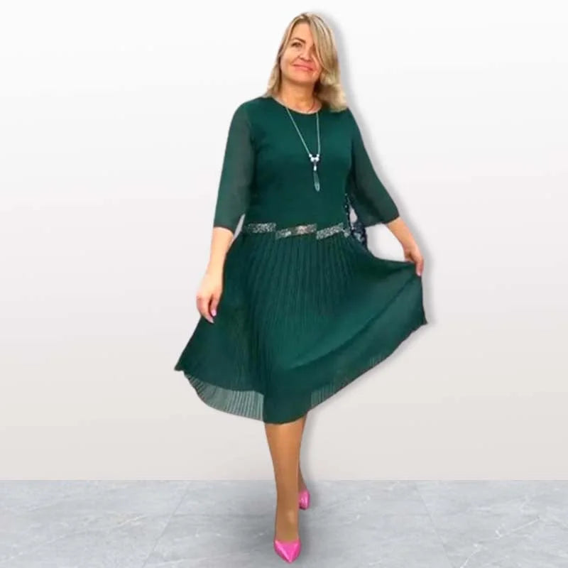 Kiernan - שמלת מידי אלגנטית עם צווארון עגול