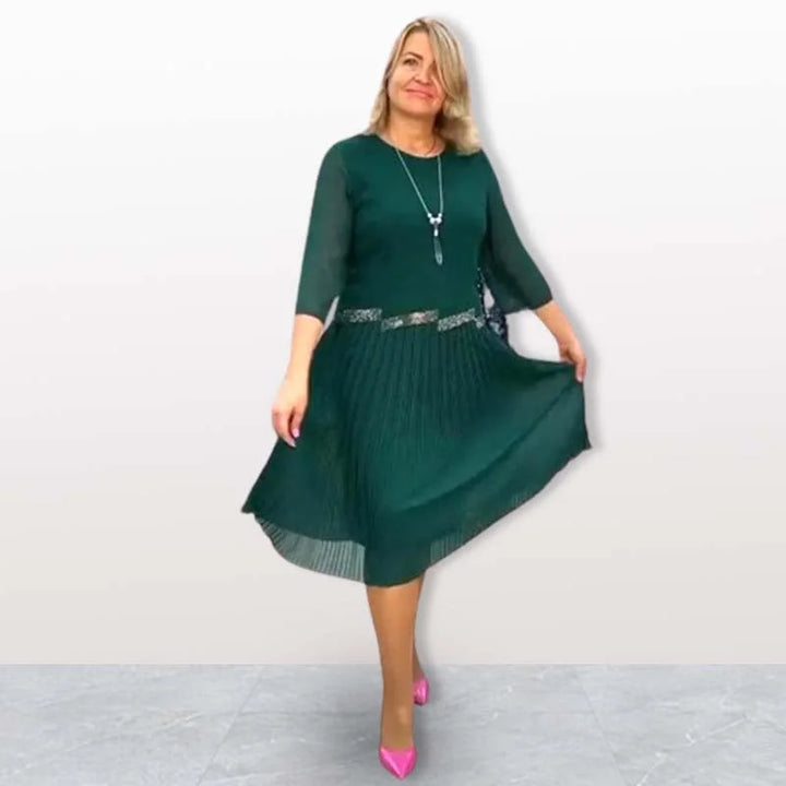 Kiernan - שמלת מידי אלגנטית עם צווארון עגול