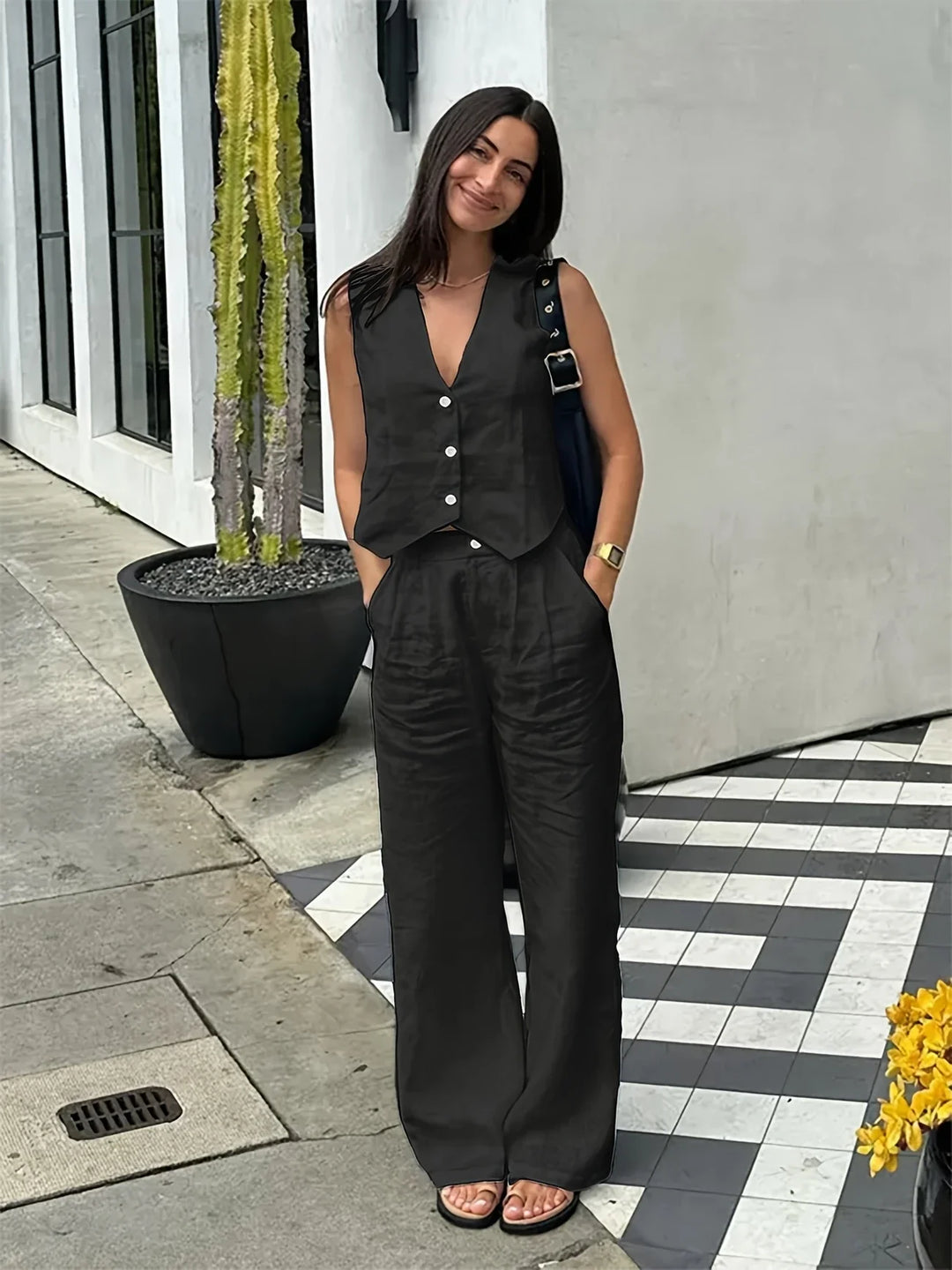 Jorja - סט אלגנטי ללא שרוולים בשני חלקים