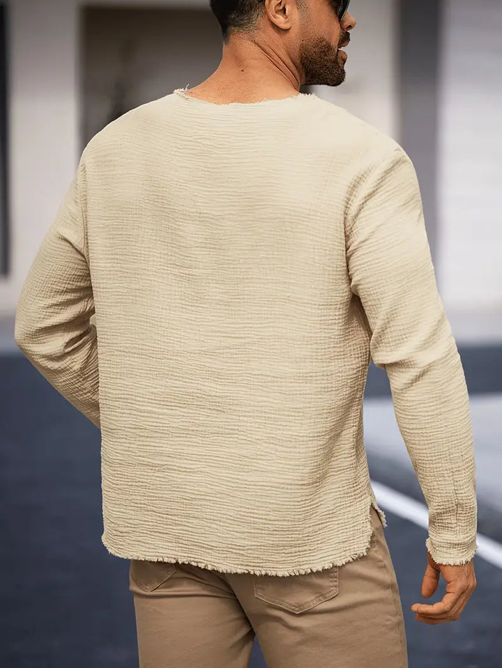 Demetrio - חולצת שרוולים ארוכים נוחה ונינוחה עם צווארון V