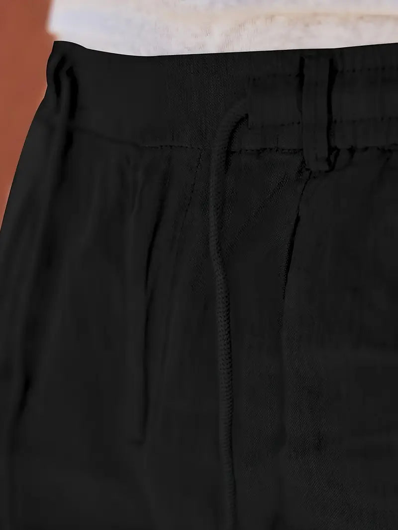 Nichols - מכנסיים רחבים עם שרוך מכותנה