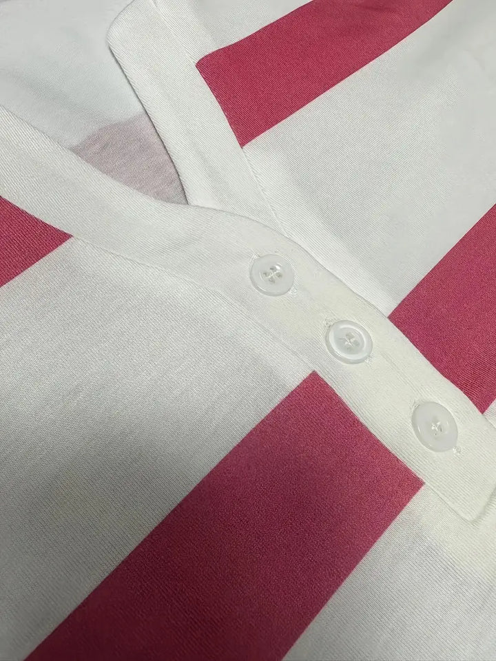 Dakota - טי שירט קז'ואל עם צווארון V והדפס פסים