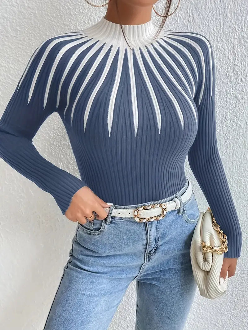 Maider - סוודר אלגנטי עם שרוולים ארוכים וצווארון גבוה