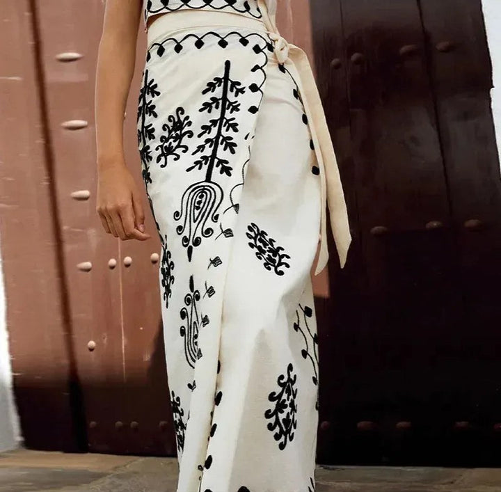 Charitini - סט אלגנטי עם חולצה ללא שרוולים וחצאית מתנפנפת