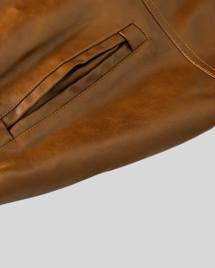 Davor - מעיל עור עם ברדס וסגירת רוכסן כפולה