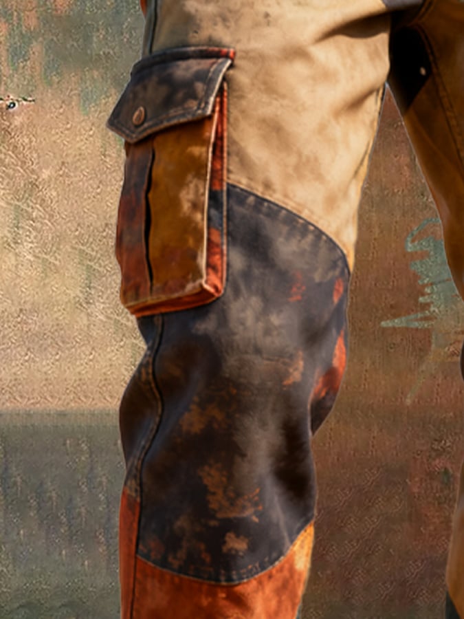 Santner - מכנסי עבודה רטרו עם כיסים בצבע אחיד