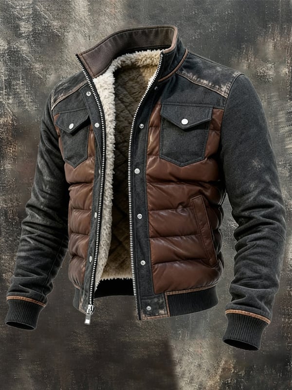 Esposito - מעיל פאץ'וורק רטרו עם רוכסן