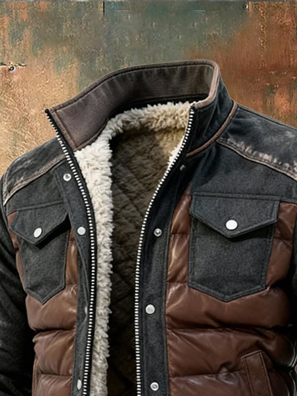 Esposito - מעיל פאץ'וורק רטרו עם רוכסן