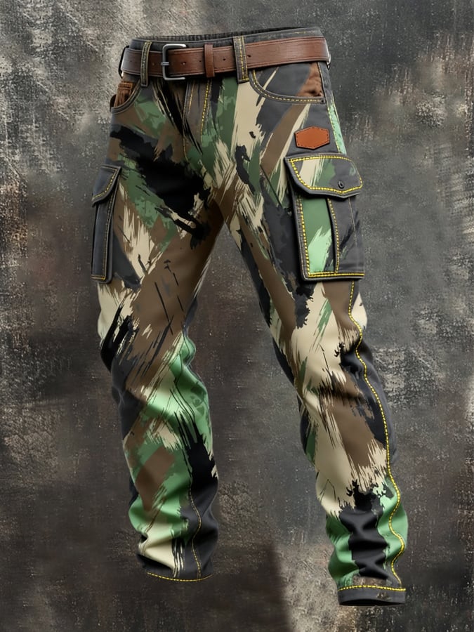 Sonny - מכנסיים רב-כיסים בסגנון וינטג' עם הדפס הסוואה