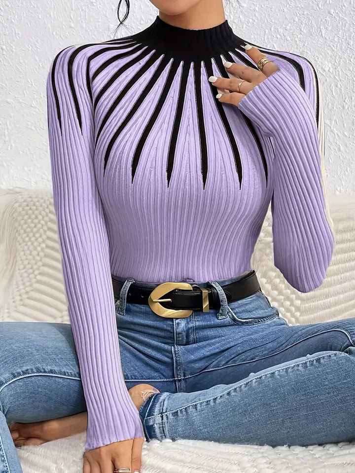 Maider - סוודר אלגנטי עם שרוולים ארוכים וצווארון גבוה