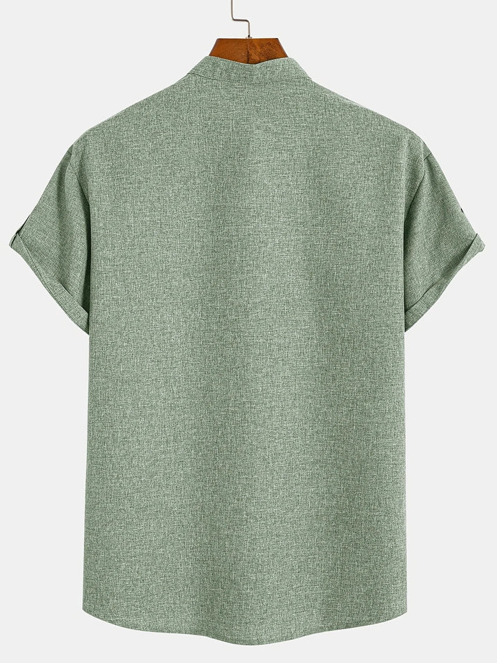 Elliott - חולצה אלגנטית עם שרוולים קצרים וצווארון עומד