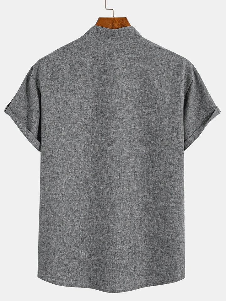 Elliott - חולצה אלגנטית עם שרוולים קצרים וצווארון עומד