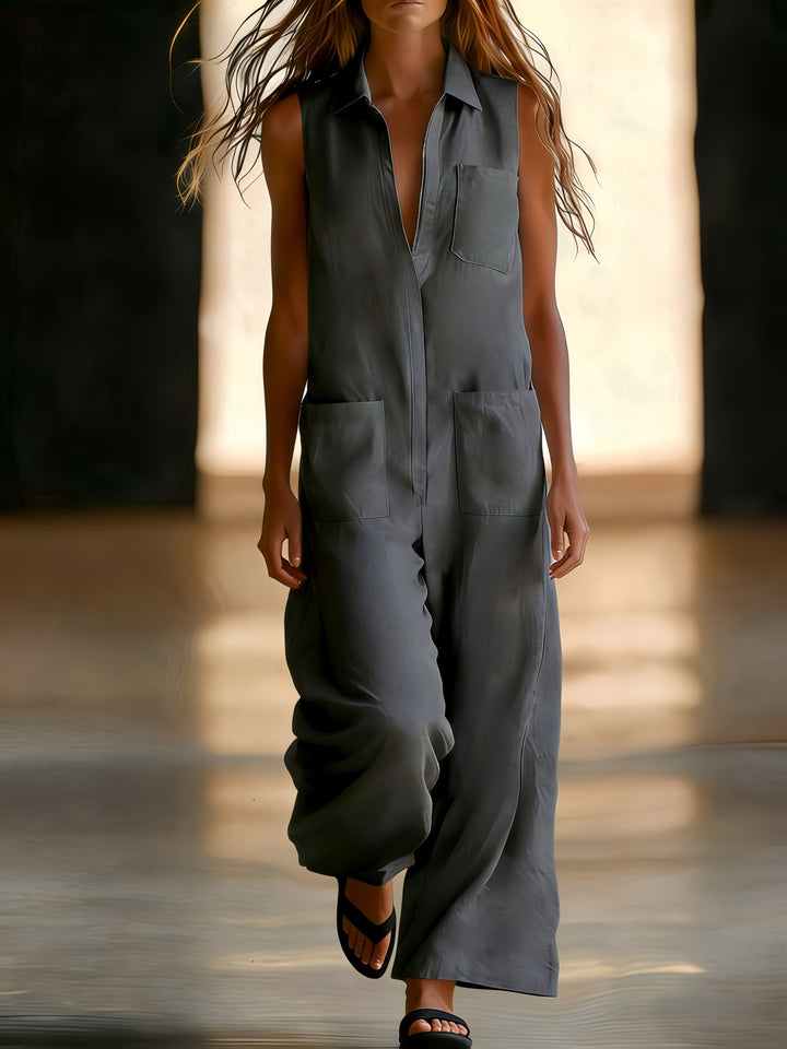 Kristiana - אוברול קז'ואל עם רגליים רחבות וכיס