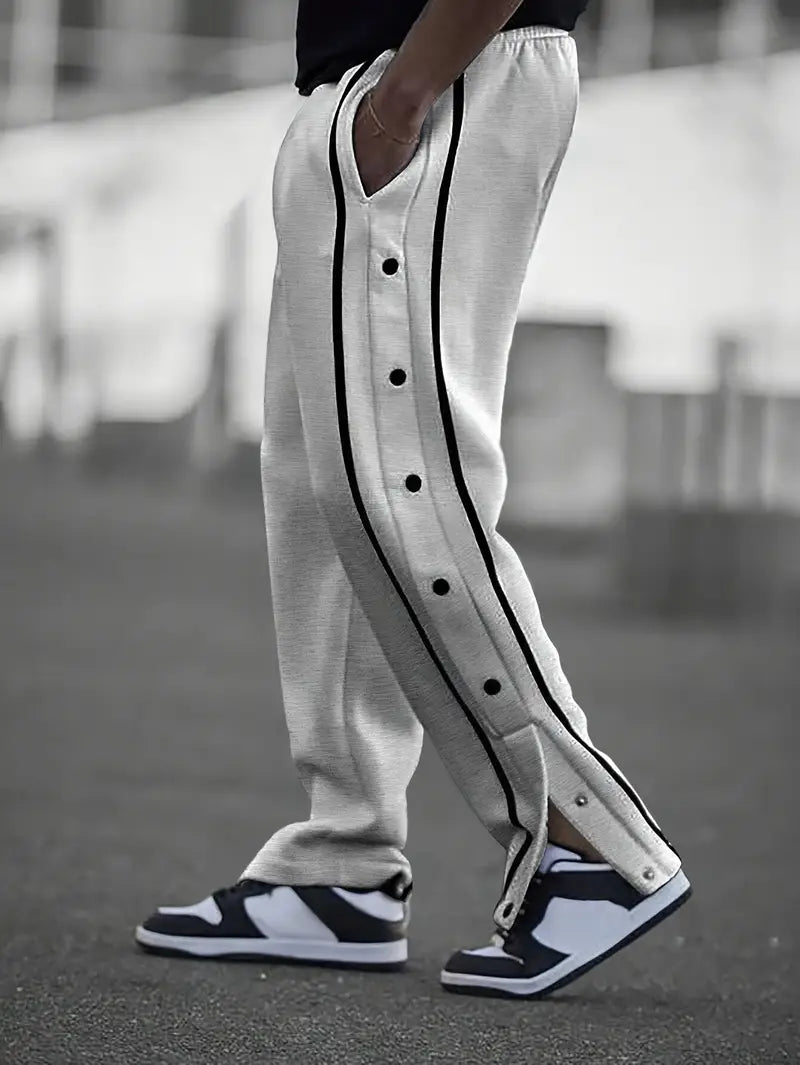 Mendis - מכנסי ספורט קז'ואל עם רגל ישרה וכפתורי לחץ