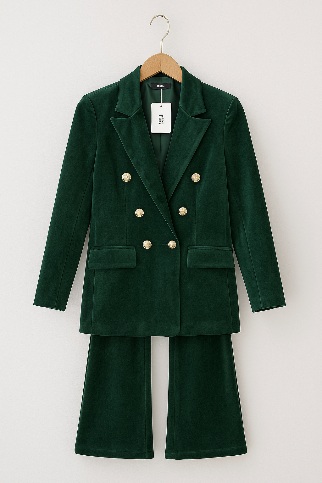 Dimitra - סט בלייזר קטיפה עם כפתורים כפולים