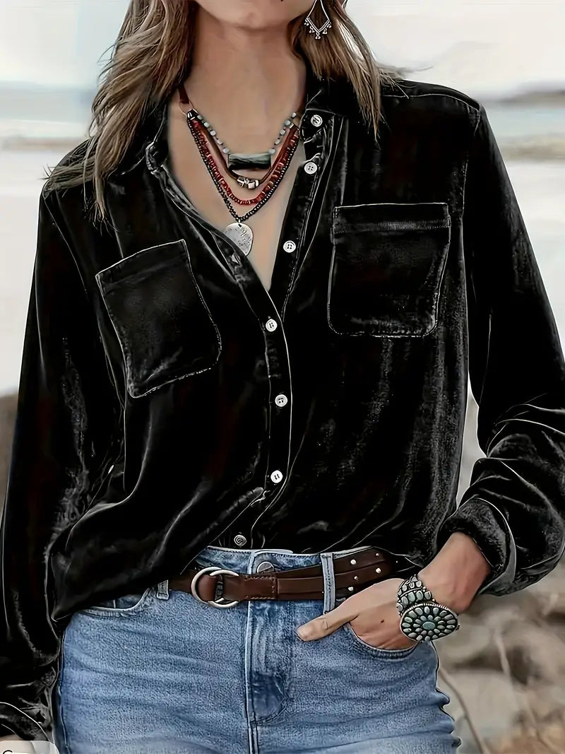 Geanie - חולצה עם שרוולים ארוכים וכיסים קדמיים