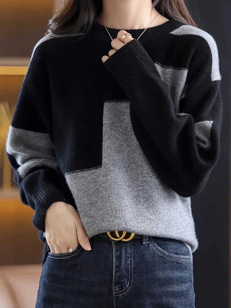 Gala - סוודר אלגנטי עם שרוולים ארוכים ועיצוב גיאומטרי