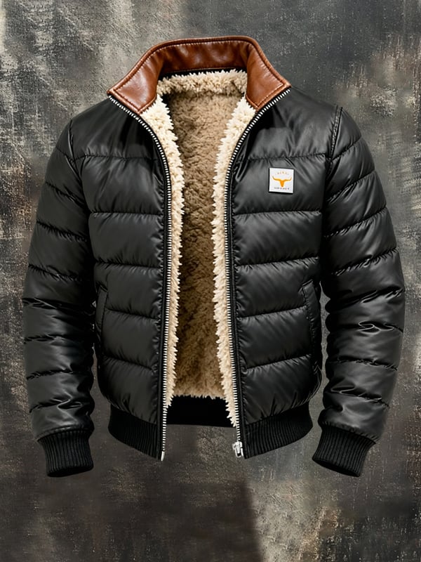 Youssouf - מעיל עור וינטג' עם תפרים