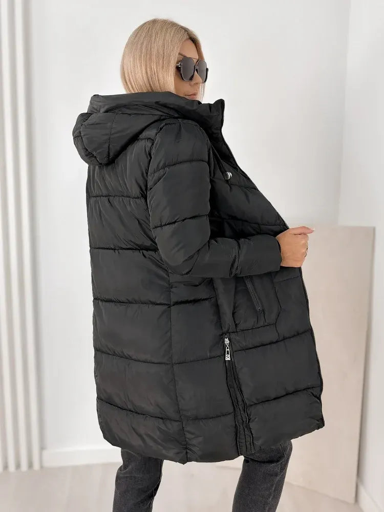 Ezekiel  - מעיל פוך ארוך עם ברדס ורוכסנים בצדדים
