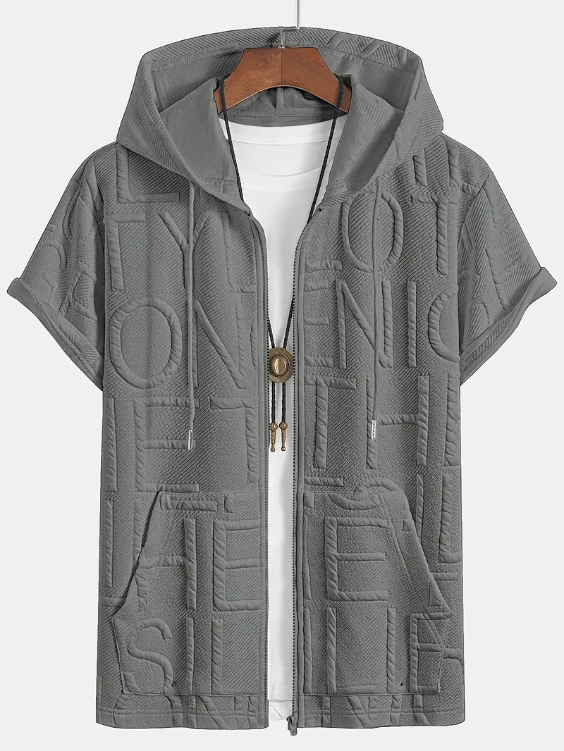 Henryk - חולצה אלגנטית עם שרוולים קצרים, קפוצ'ון ורוכסן