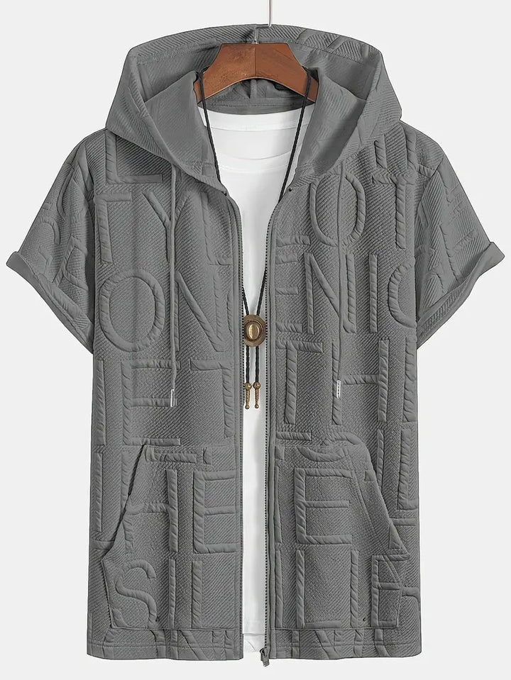 Henryk - חולצה אלגנטית עם שרוולים קצרים, קפוצ'ון ורוכסן