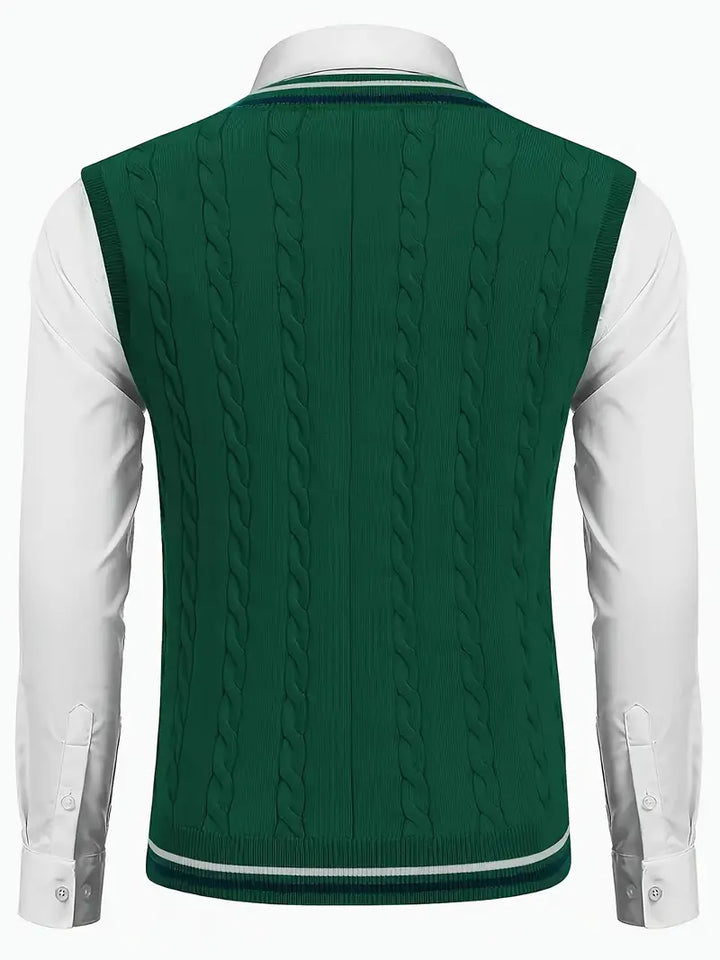 Duane - סוודר סרוג ללא שרוולים עם צווארון V