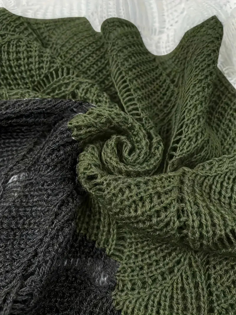 Renilda - סוודר סרוג אלגנטי עם צווארון V