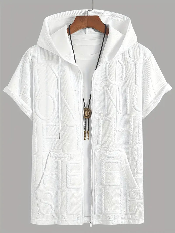 Henryk - חולצה אלגנטית עם שרוולים קצרים, קפוצ'ון ורוכסן