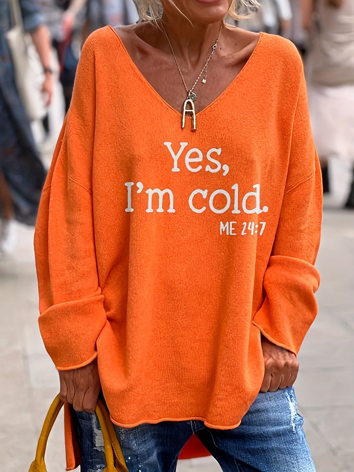 Katey - סוודר קז'ואל עם שרוולים ארוכים והדפס