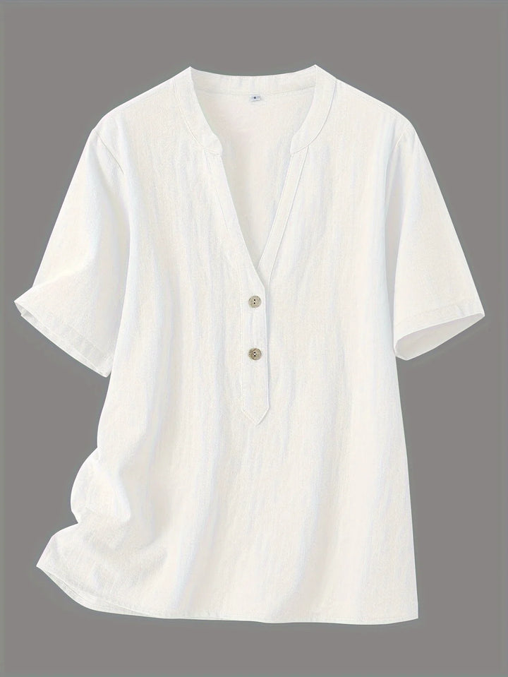 Nerida - חולצת צווארון V אופנתית עם שרוולים קצרים