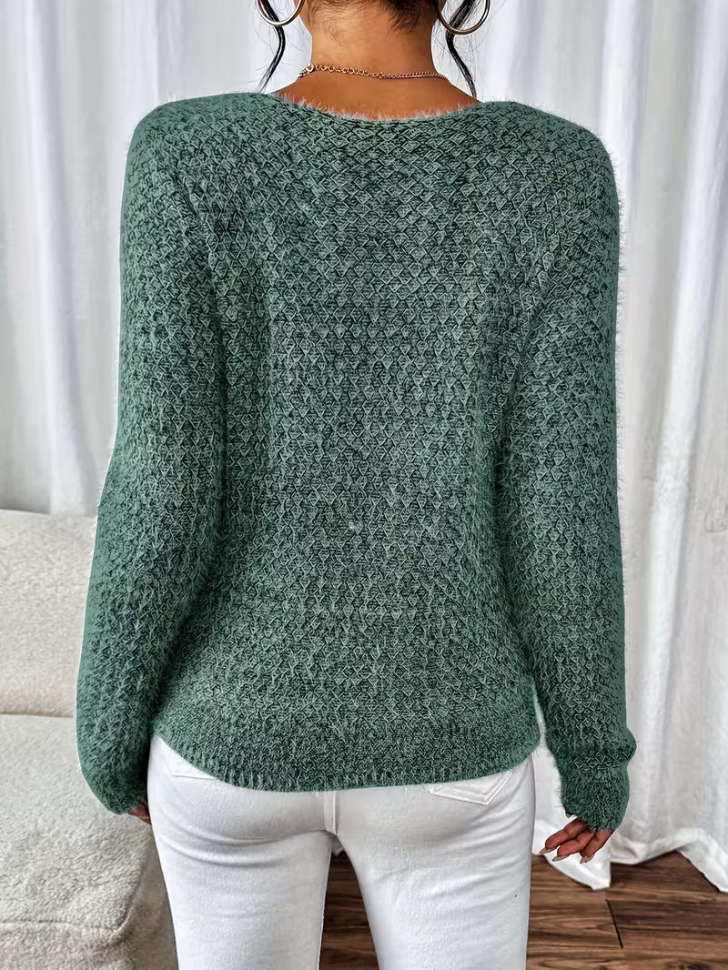 Aderah - סוודר רופף עם צווארון V