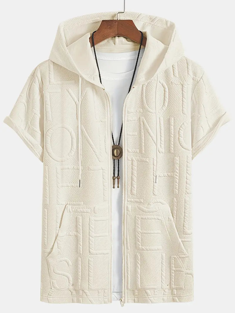 Henryk - חולצה אלגנטית עם שרוולים קצרים, קפוצ'ון ורוכסן