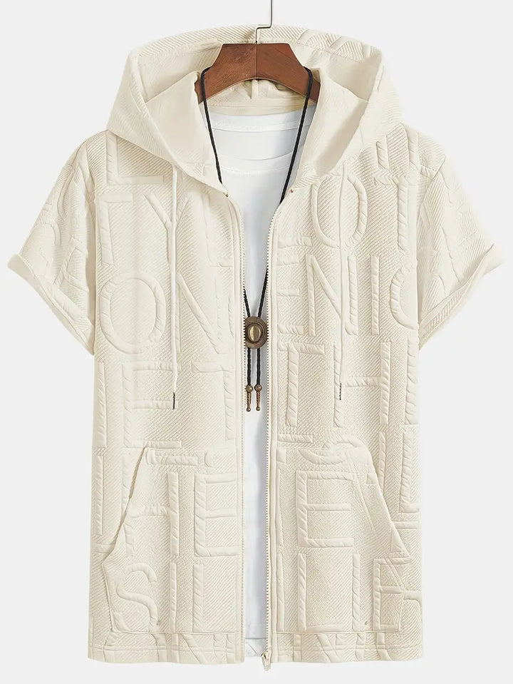 Henryk - חולצה אלגנטית עם שרוולים קצרים, קפוצ'ון ורוכסן