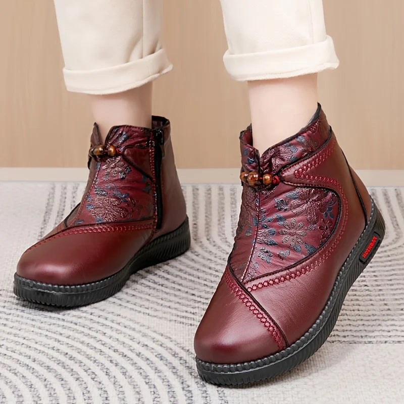 Robbie - מגפי עור עם הדפס פרחוני וינטג'