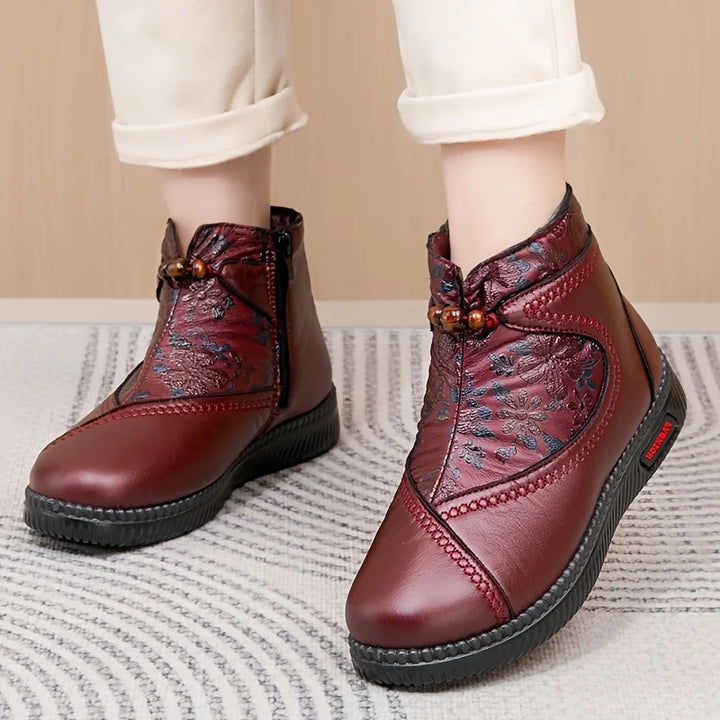 Robbie - מגפי עור עם הדפס פרחוני וינטג'