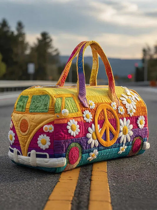 RetroBloom - תיק נסיעות מרופד עם הדפס של קרוואן וינטג'