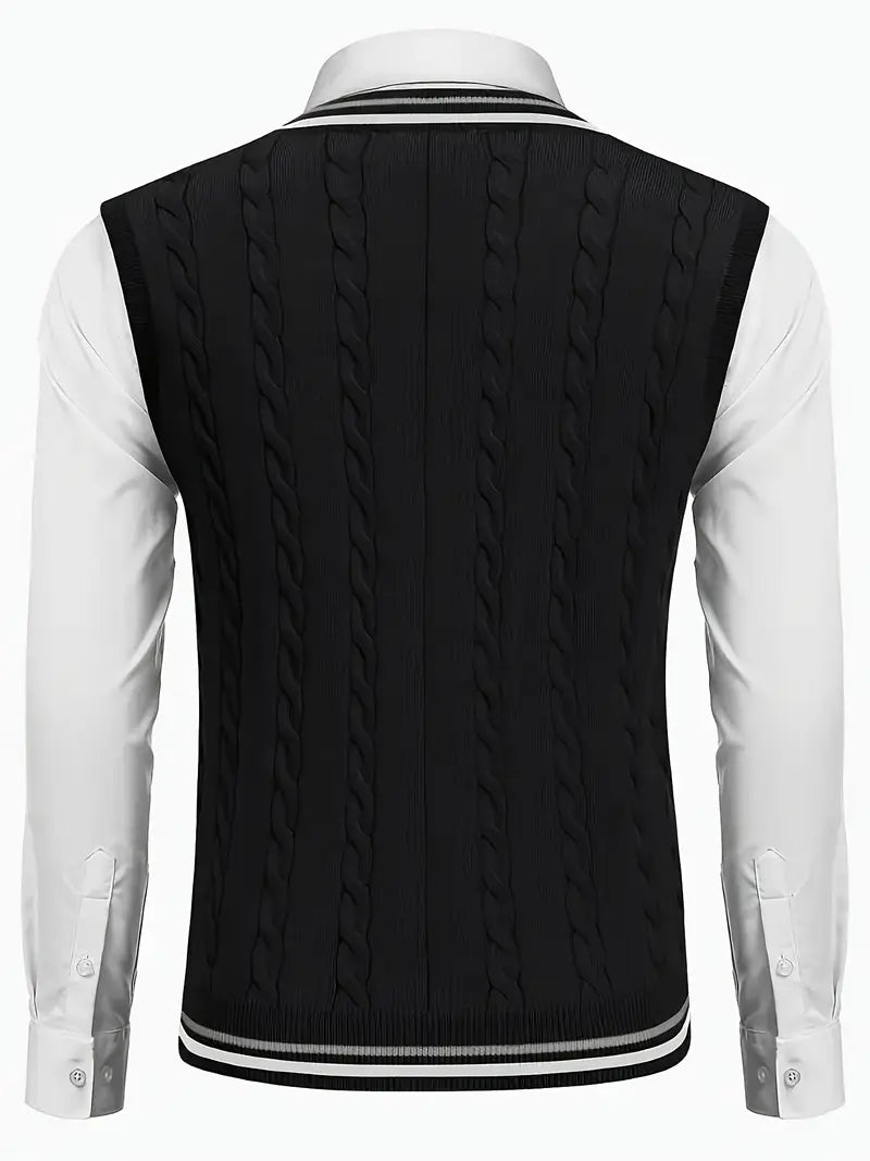 Duane - סוודר סרוג ללא שרוולים עם צווארון V