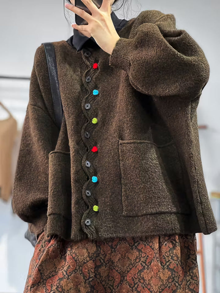 Kynza - קרדיגן גדול עם כפתורים צבעוניים בחזית