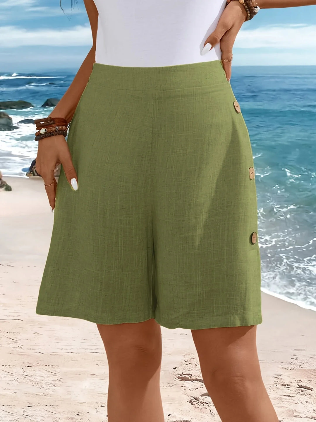 Fenella - מכנסיים קצרים נוחים עם כפתורים