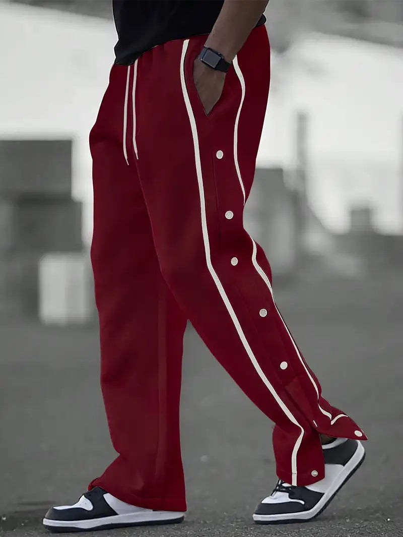 Mendis - מכנסי ספורט קז'ואל עם רגל ישרה וכפתורי לחץ