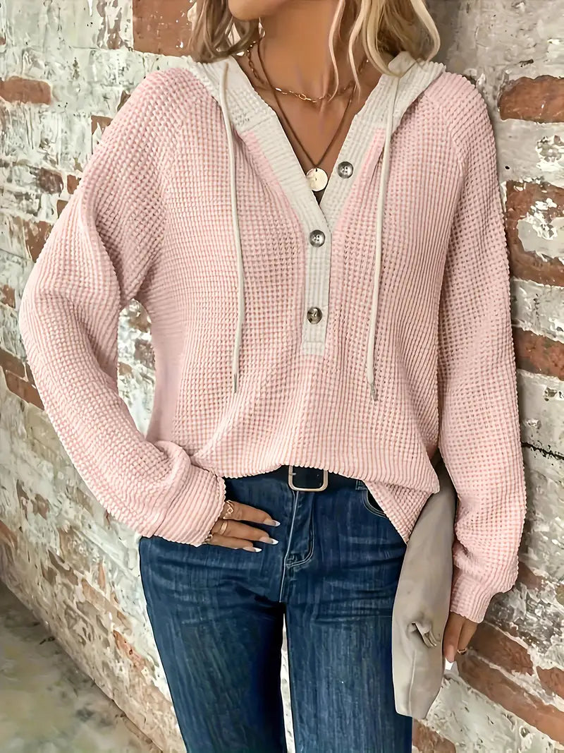 Snezhana - סווטשירט עם שרוולים ארוכים, כפתורים קדמיים ושרוך